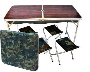 Стол складной Kaide3 разм: 120x60x70см + 4 табуретки + сумка + сетка (полка)