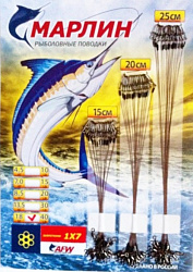 Поводки Марлин оснащенные Сталь 1х7 (Набор 45шт.) 15,20,25см. нагрузка 18 кг. 